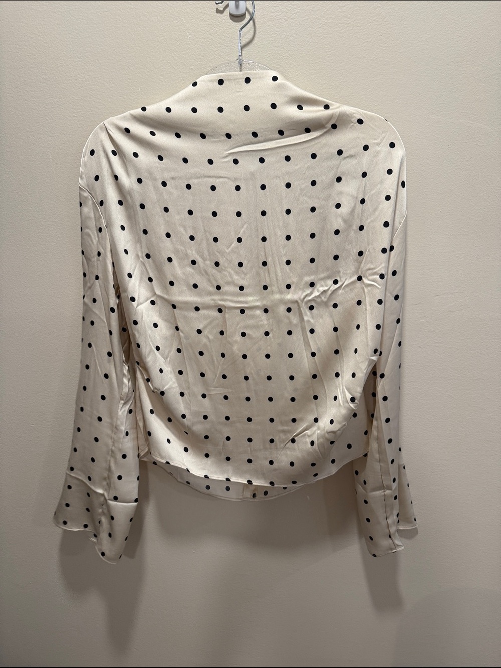 Cream Polka Dot Button-Down Blouse